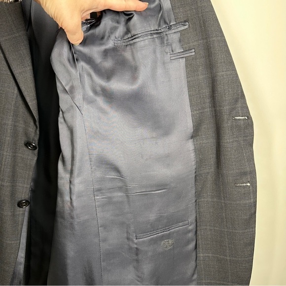 Hickey Freeman Collection Nordstrom Wool Sport Coat Blazer Gray Plaid Size 46R - Picture 4 of 8